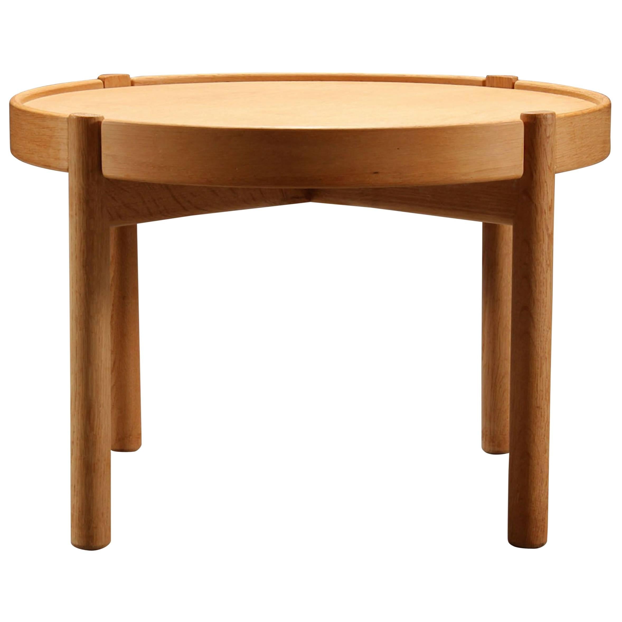 Danish Reversible Tray-Top Oak/Cork Side Table by Børge Mogensen, 1960s