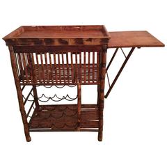 Faux Bamboo Rattan Tortoise Shell Bar Cart Reed Liquor Drink Hollywood Regency 3