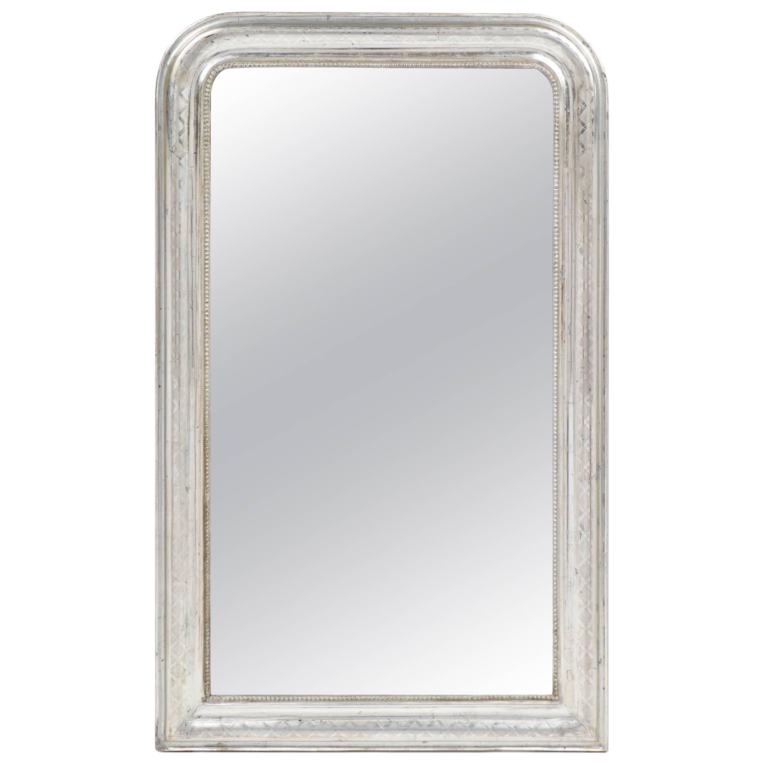 French Antique Silver Leaf Louis Philippe Mirror