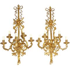 Pair of French Louis XVI Style Ormolu Sconces Wall Lights Appliques