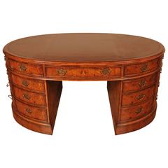 Walnut Victorian Style Oval Partners Desk