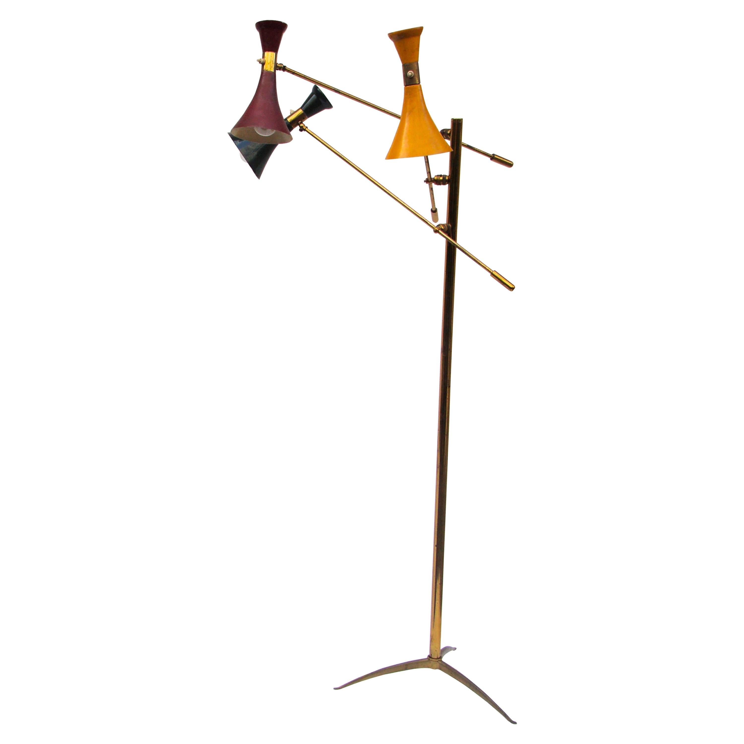 Manta Ray Black Metal Floor Lamp, France, 1950S For Sale Manta Ray Black Metal Floor Lamp, France, 1950S For Sale