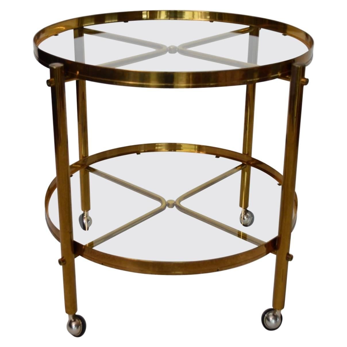 Large Brass and Glass Regency Style Trolley or Bar Cart, Made in Italy, 1960s