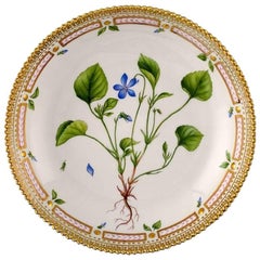 Flora Danica Porcelain Bowl Decorated in Colors and Gold with Flower