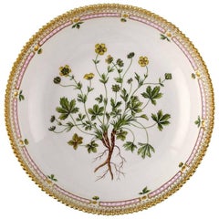 Vintage Flora Danica Porcelain Bowl Decorated in Colors and Gold with Flower