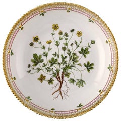 Flora Danica Porcelain Bowl Decorated in Colors and Gold with Flower