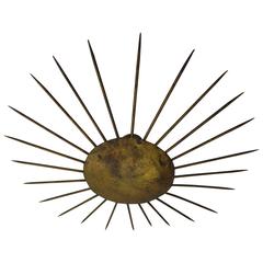 Large French Mid-Century Modern Flush Mount or Chandelier in Form of Sunburst 2