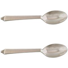 Two Georg Jensen Pyramid Child Spoons or Large Tea Spoons