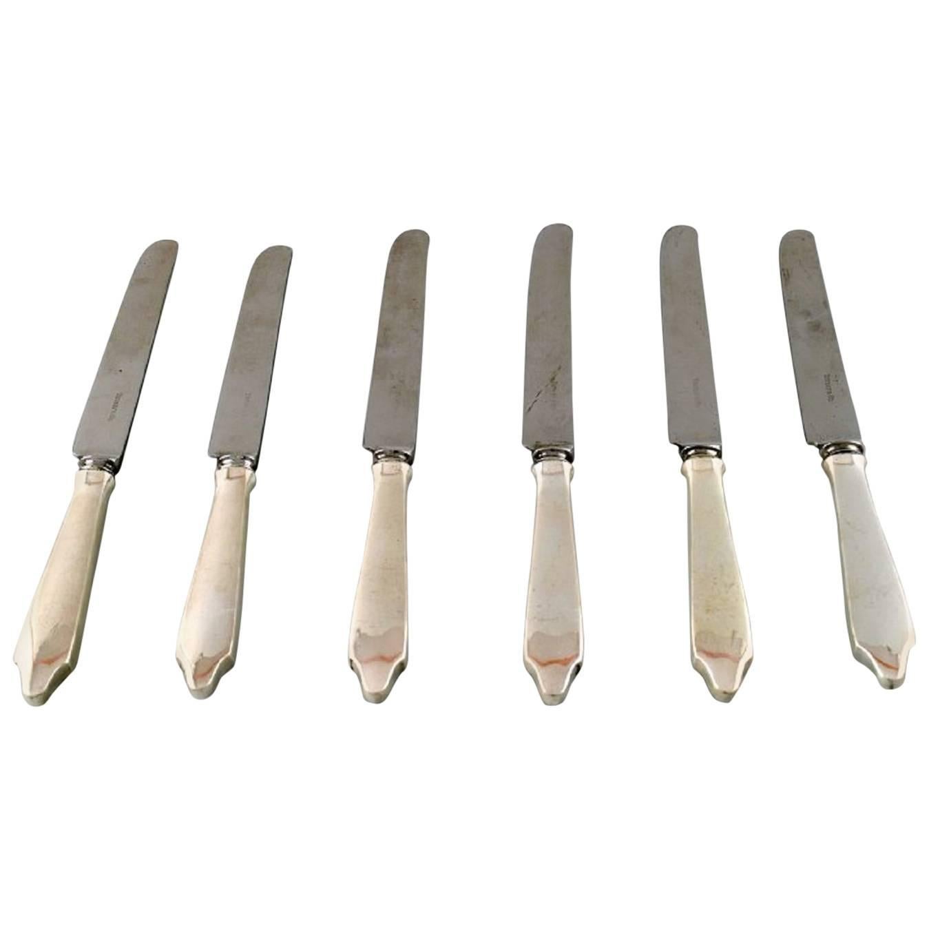 Six Knives by Tiffany & Co., New York, Dinner Knives in Silver
