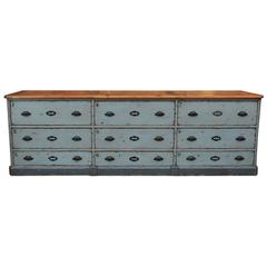 French 1920s Commerce Drawer Pine Painted Cabinet 