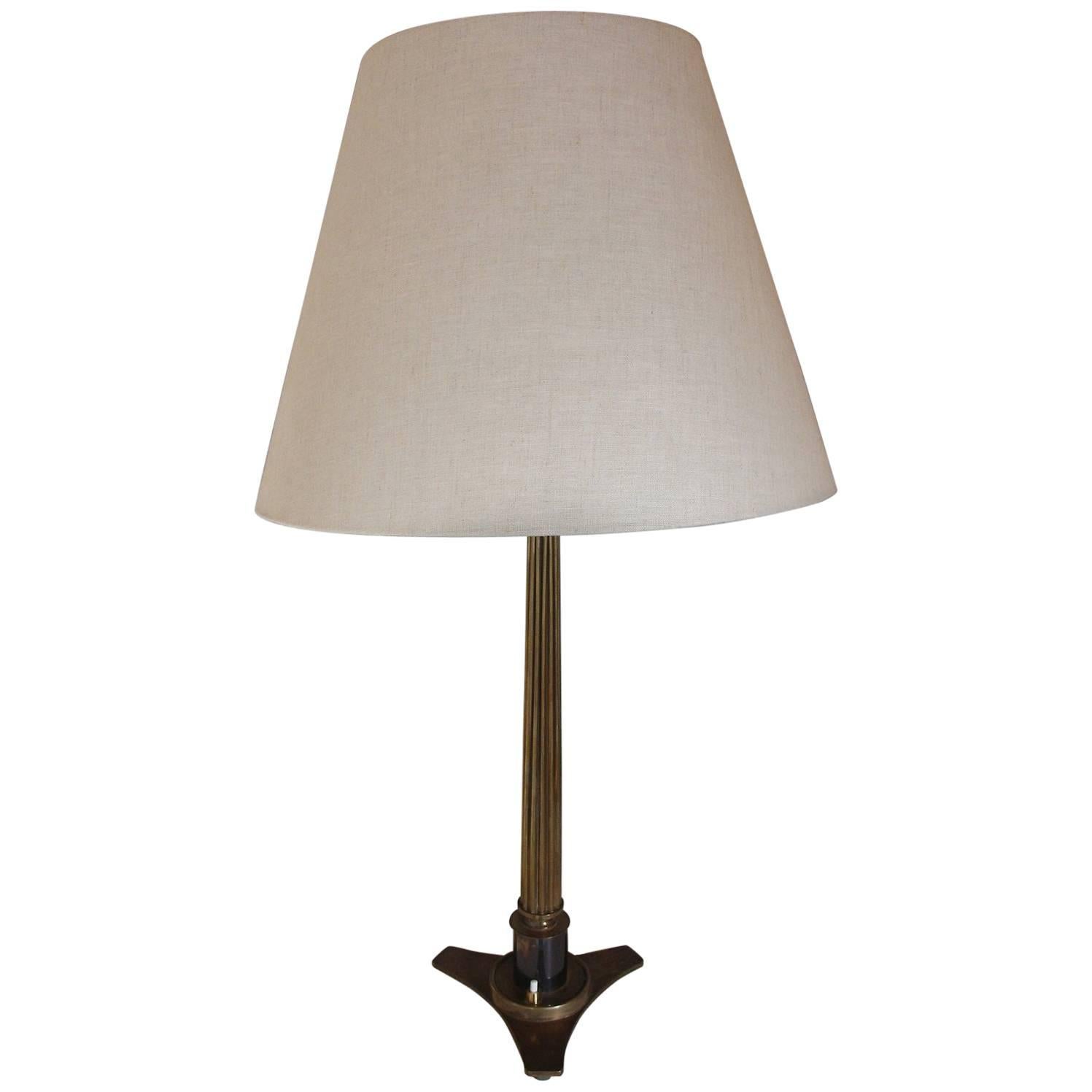 1950's French Bronze Patinated Elegant Table Lamp,  For Sale