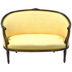 Antique 19th Century Louis XVI Style Walnut Settee or Loveseat with Upholstery
