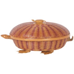 Vintage Amusing Mid-Century Wicker Turtle Box