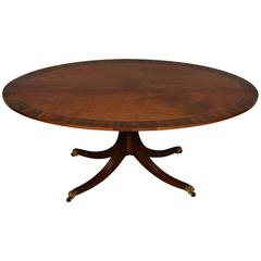 Antique Inlaid Mahogany and Rosewood Oval Dining Table