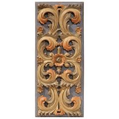 Mid-20th Century Italian Carved Polychrome Wood Decorative Panel