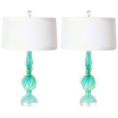 Pair of Marbro Lamps in the Style of Seguso, circa 1960