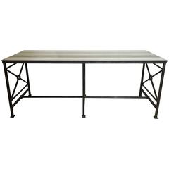 French Steel and Marble Top Console