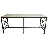 French Steel and Marble Top Console