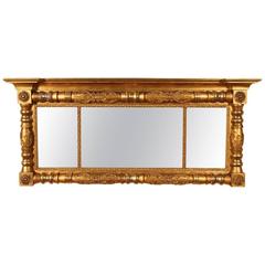 Oversized American Giltwood Federal Three-Part Mirror