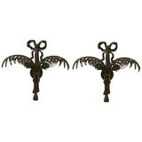 Pair of Hollywood Regency Brass Wall Sconces