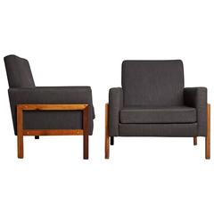 Pair of Brazilian Baruna Wood Lounge Chairs, circa 1960