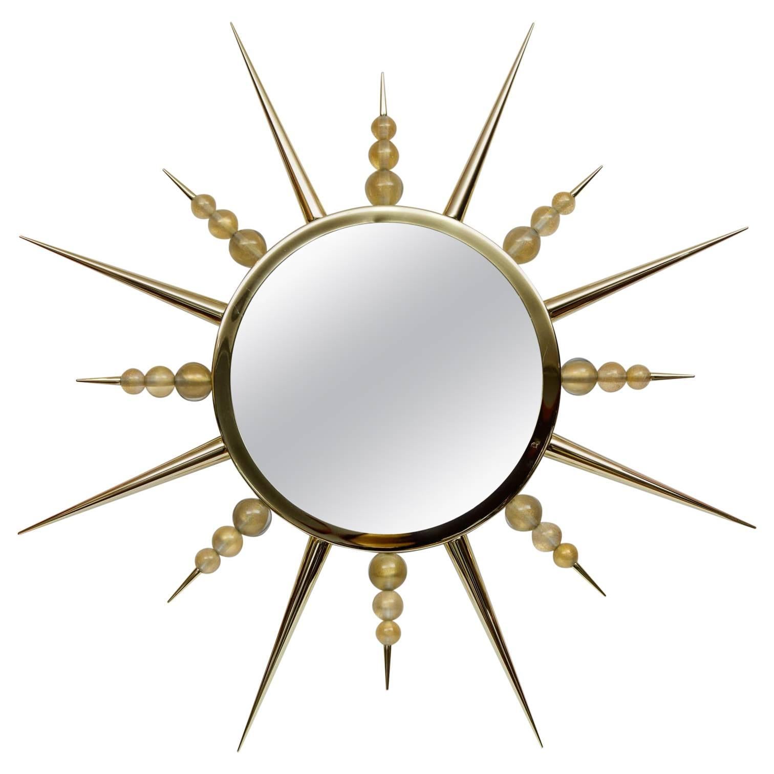 Murano Glass "Sunburst "Mirror For Sale