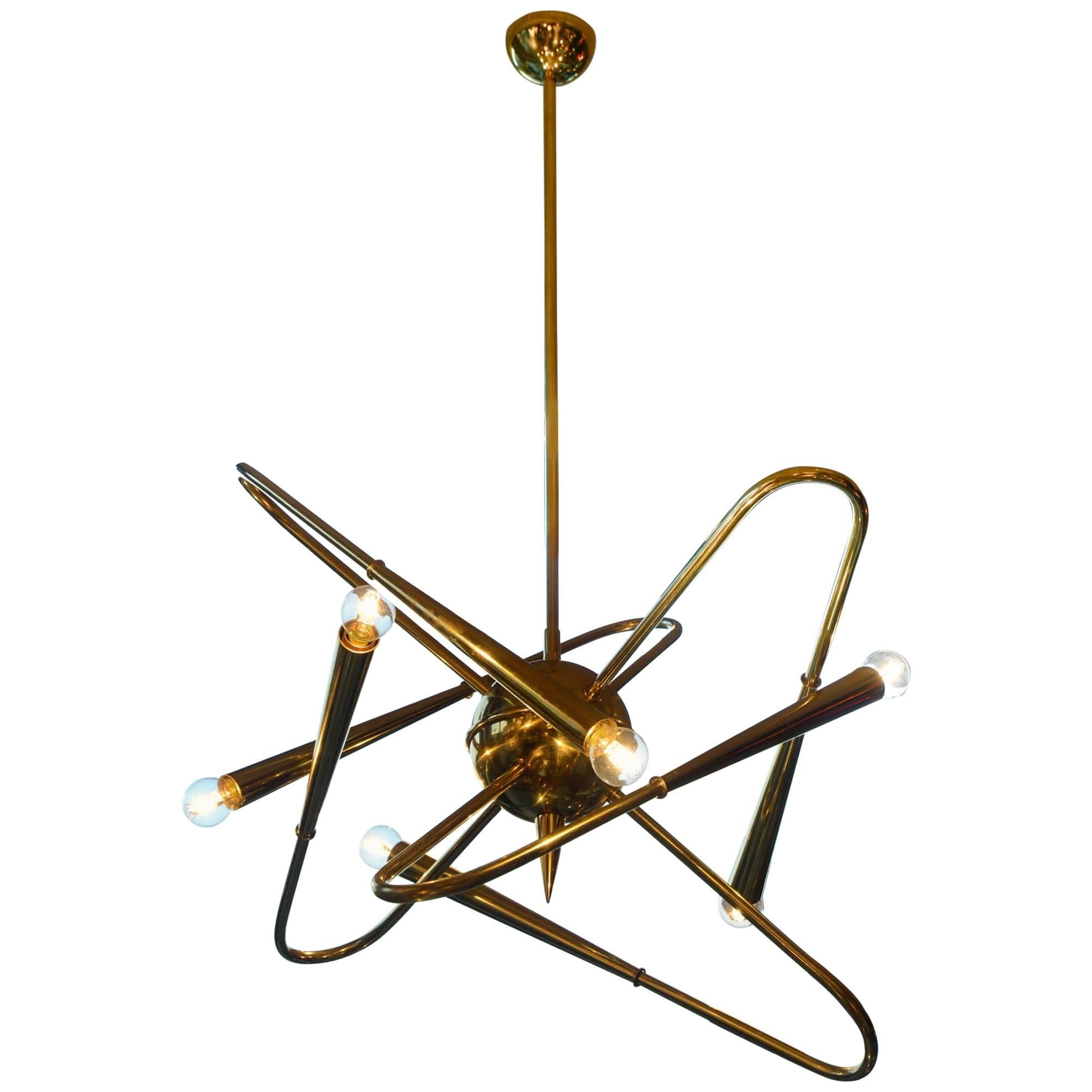 Unusual Brass Sputnik Chandelier at 1stDibs