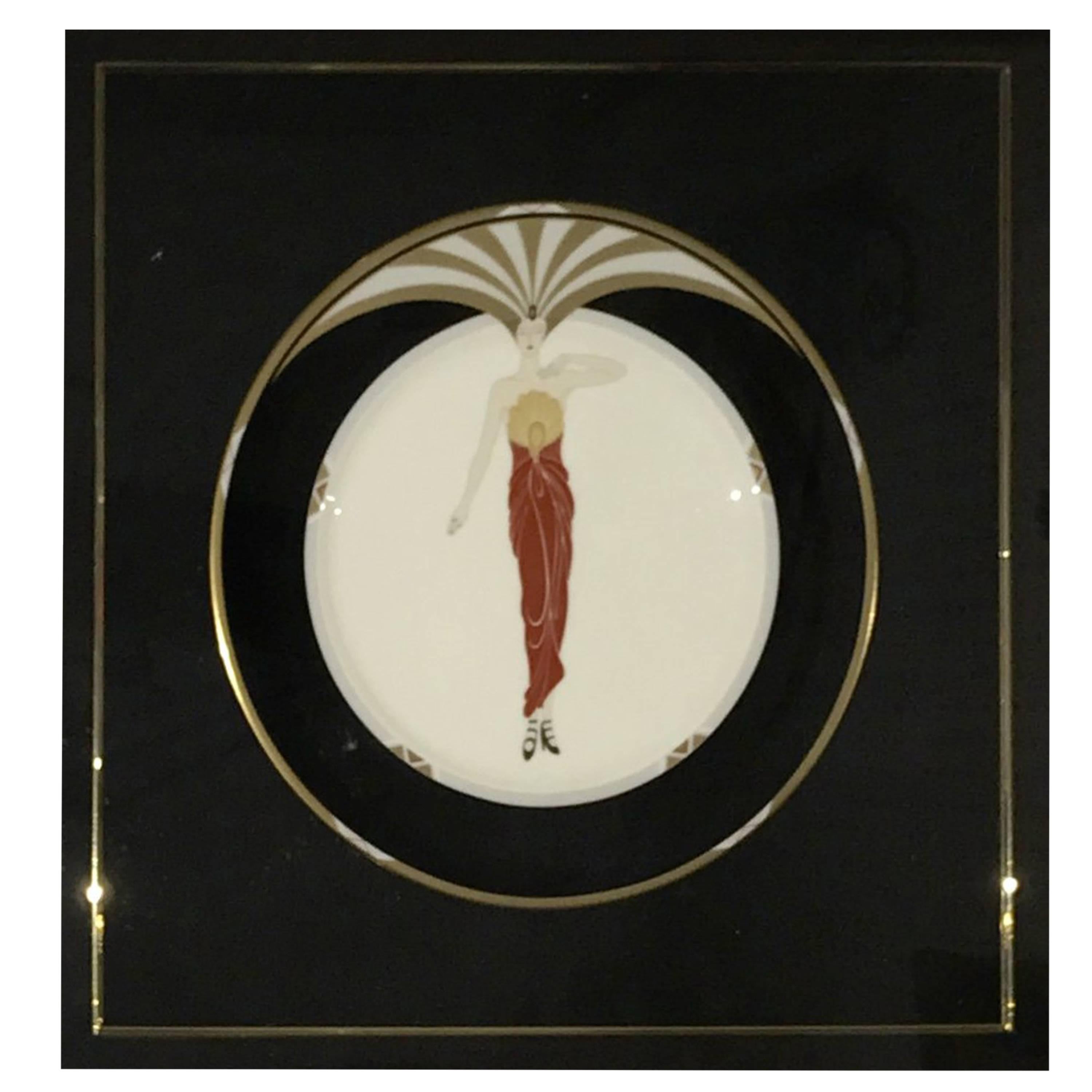 Erte Framed Collector Plate "LE SOLEIL" For Sale