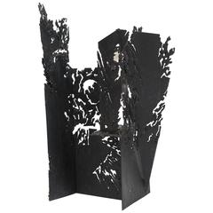 Italian Brutalist Torch Cut Iron Seaweed Sculpture Lamp 1