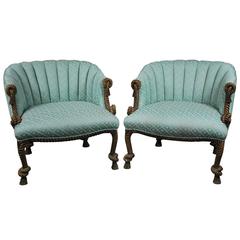 Pair of Italian Rope and Tassel Turned Lounge Chairs