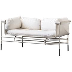 Faltbares italienisches Sofa mit grauem Stahlrahmen