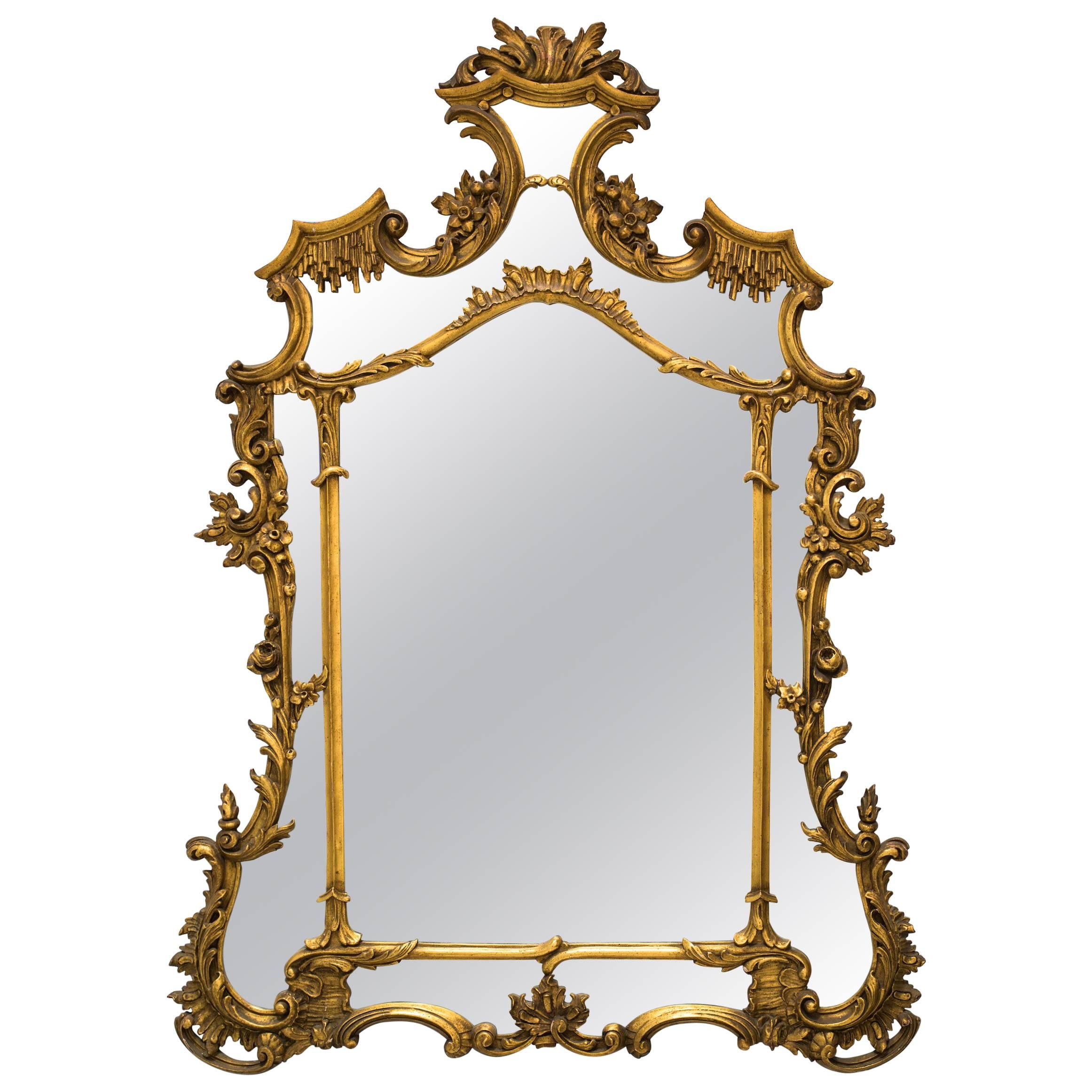 1930s Carved Gilt Wood French Mirror