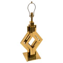 1970s Geometric Brass Table Lamp 10