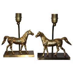Amazing Vintage Set of two Brass Horse Table Lamps in Style of Maison Jansen 2