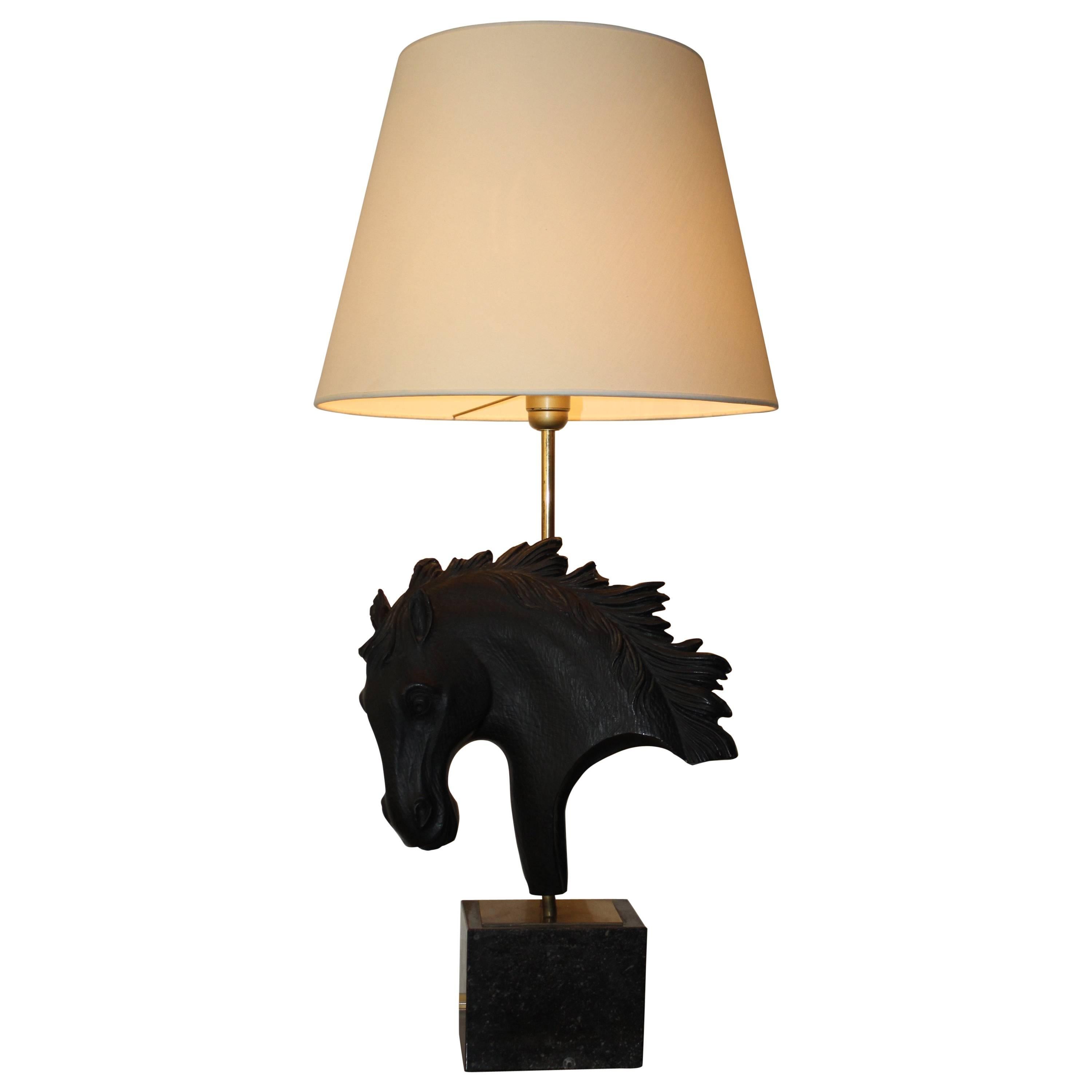 Vintage Hollywood Regency Horse Head Table Lamp, ceramic For Sale