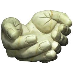 Italian Carved Marble Hand Form Sink, Mid-20th Century