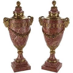 Very Large Pair of French Ormolu-Mounted Marble Urns, 19th Century 2