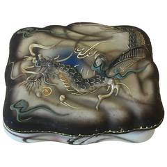 1920s Art Deco Chinoiserie Decorative Trinket Box with Dragon Motif