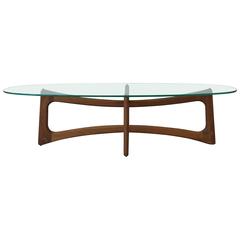 Mid-Century Adrian Pearsall Teak Ribbon Coffee Table with Glass Top