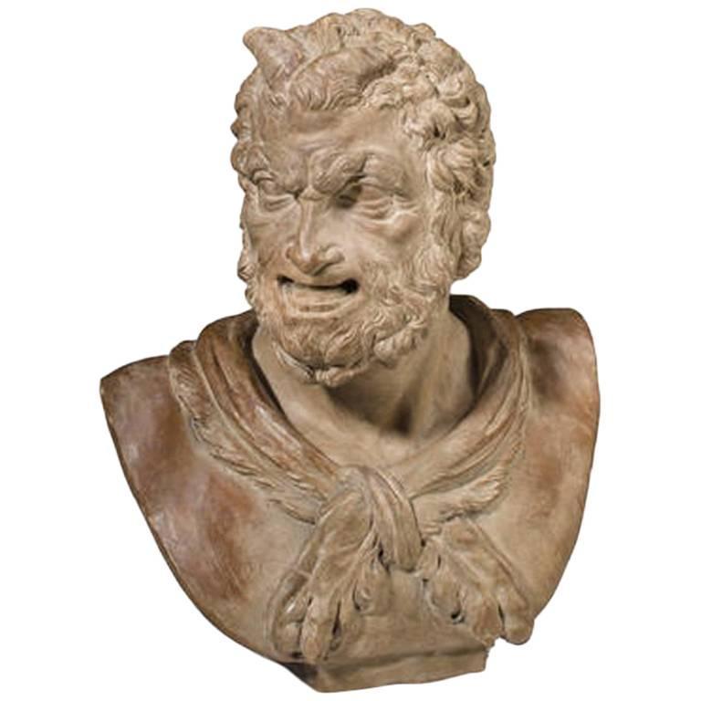 Italian Terracotta Bust of a Satyr, Late 18th Century