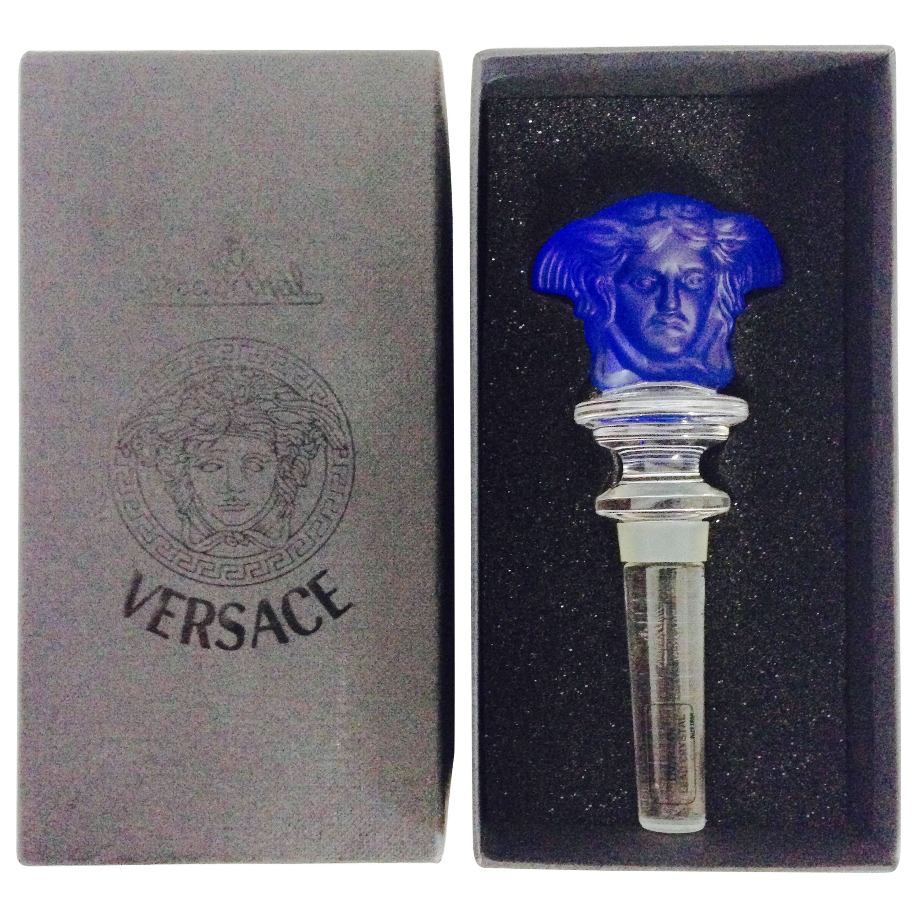 Versace Crystal Electric Blue Medusa Bottle Stopper for Rosenthal