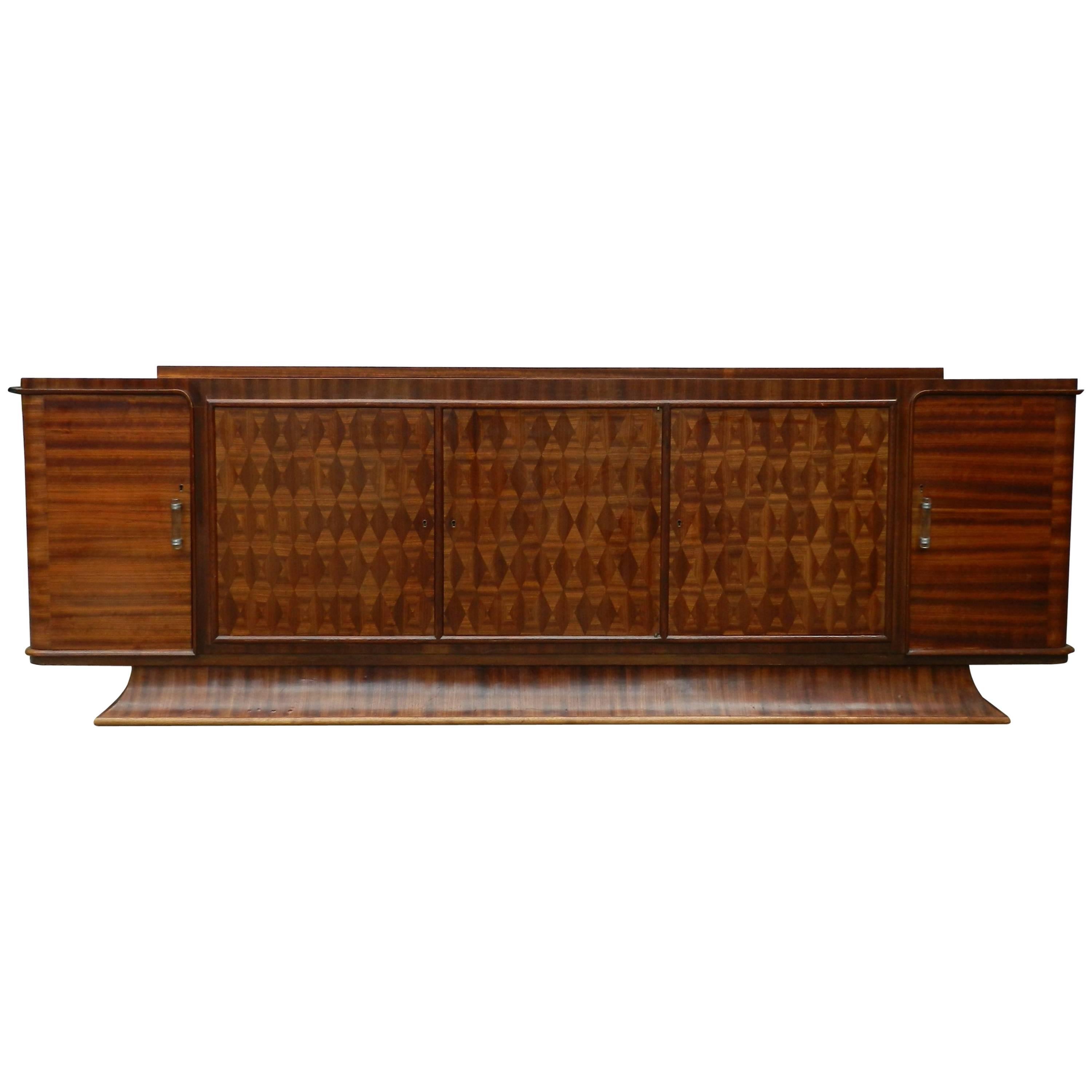 Very Large Art Deco Sideboard in Exotic Wood Veneer