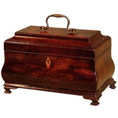 18th Century Mahogany Bombée Form Tea Caddy 2