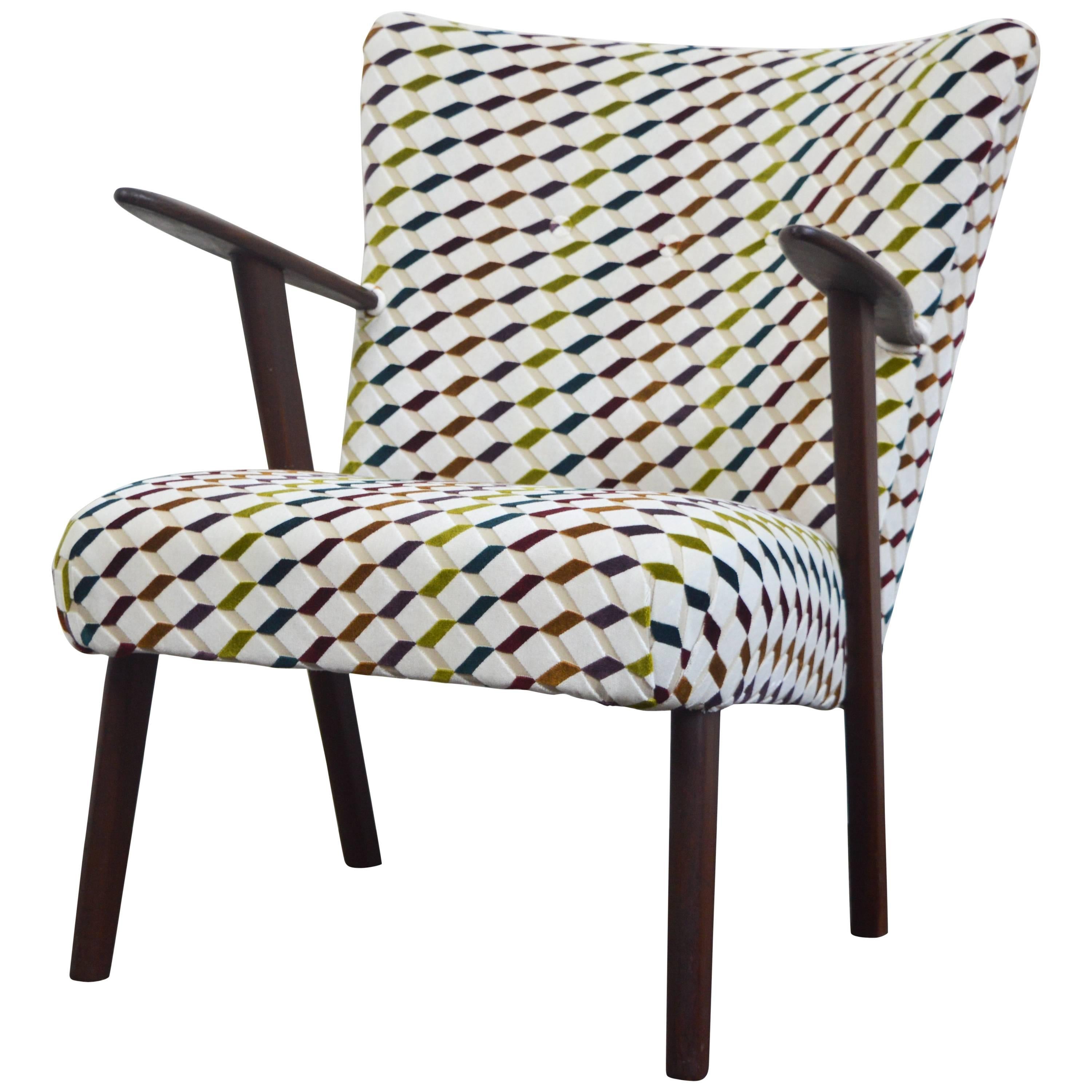 Vintage Re-Upholstered Club Chair, Denmark, 1960s For Sale