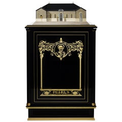 Piano Black and Gold Gilded Petrus Cabinet