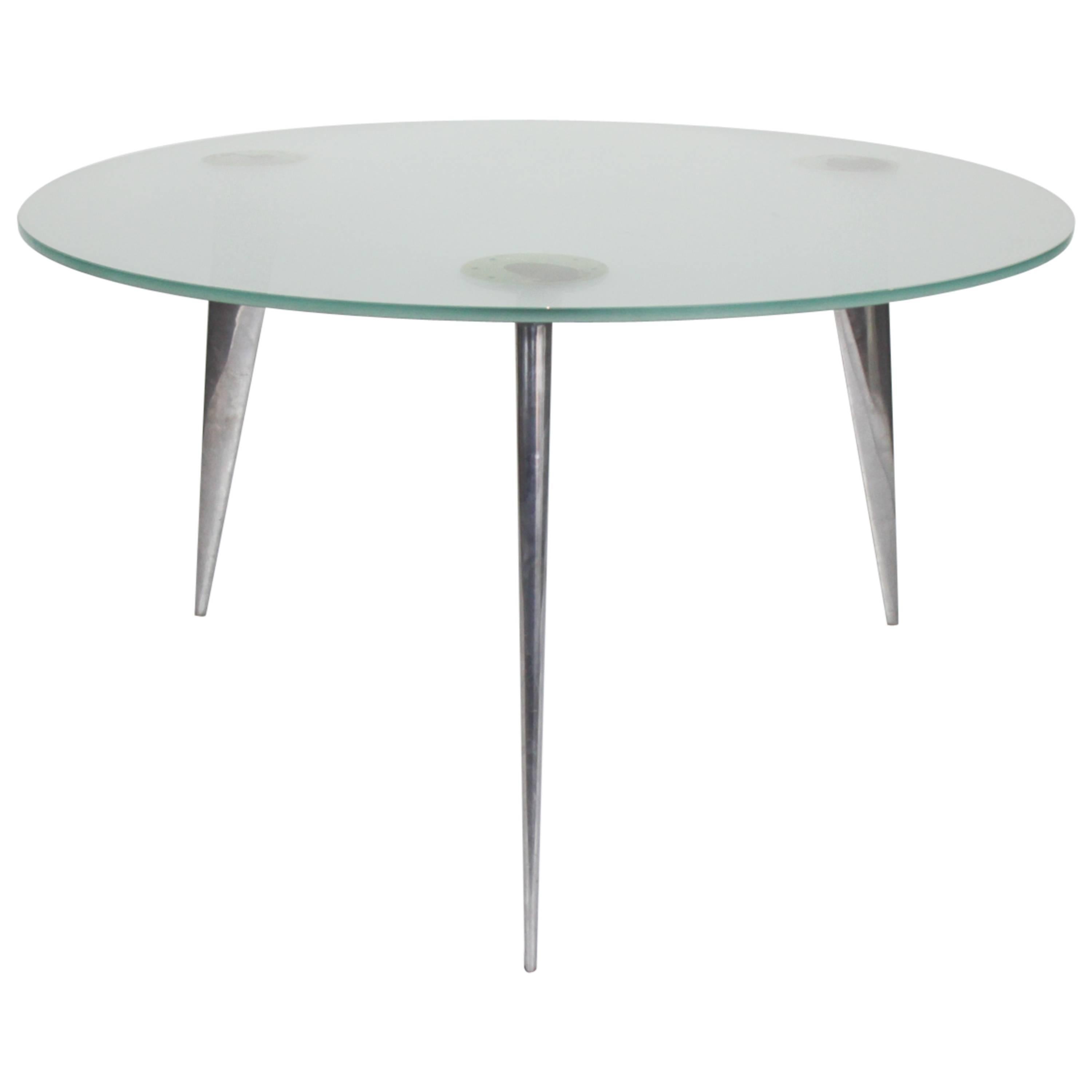 Frosted Glass and Cast Aluminium Dining Table 'M Series' by Philippe Starck For Sale