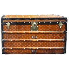 Antique 1900s Louis Vuitton Courrier Trunk in Woven Canvas, Malle Louis Vuitton