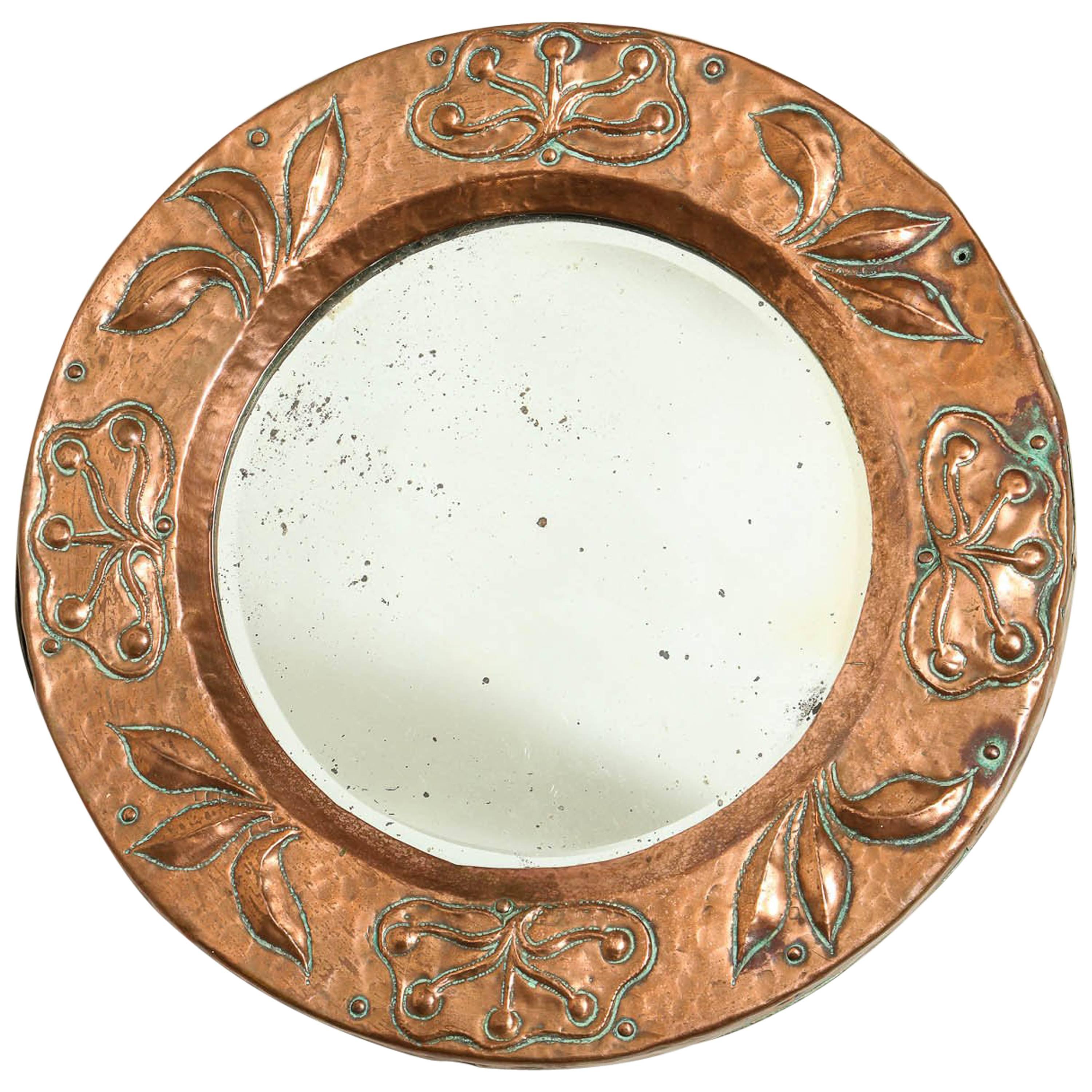 Diminutive Round Copper Mirror For Sale