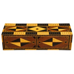 Amazing Marquetry Decorated Cribbage Board and Box
