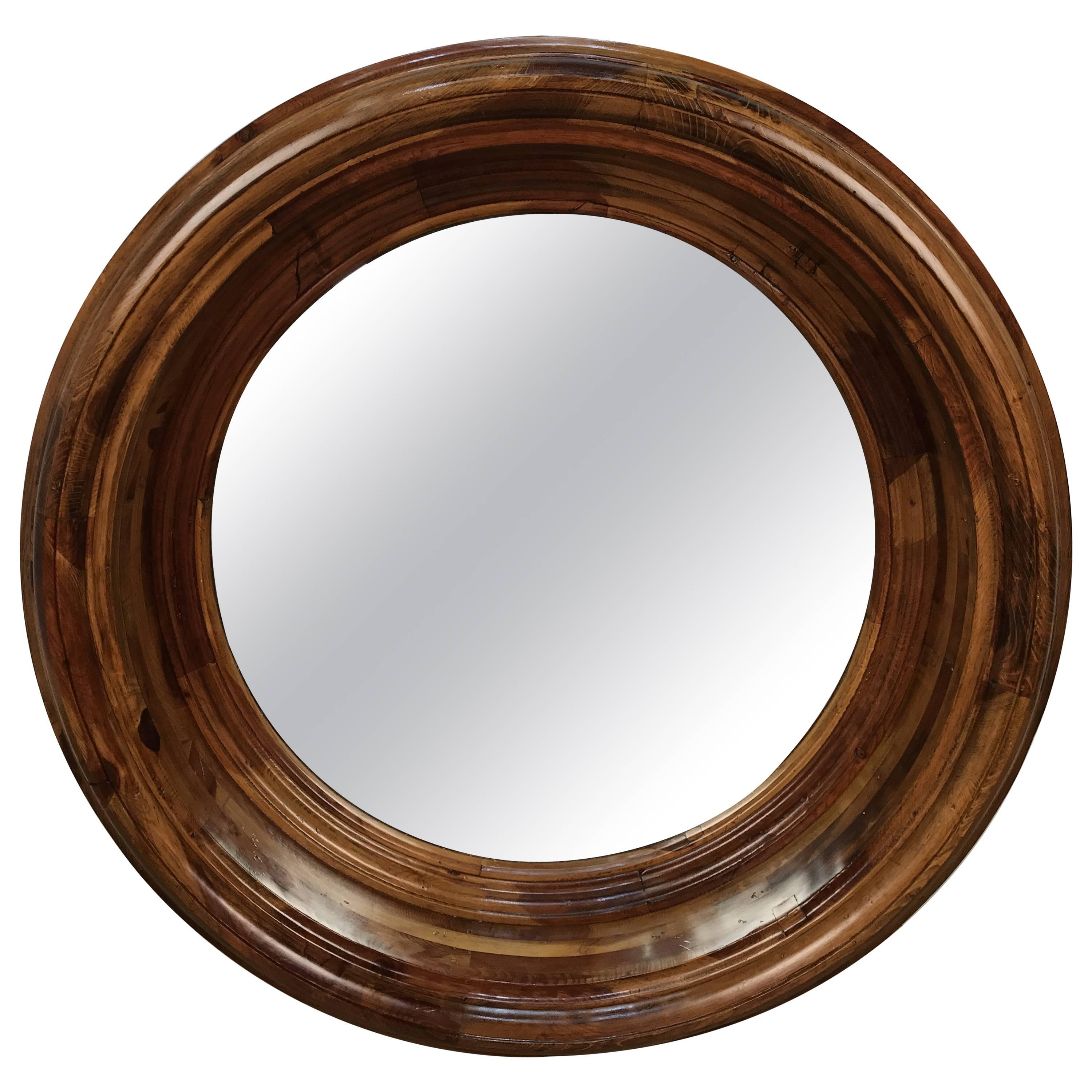 Massive Round Wood Mirror